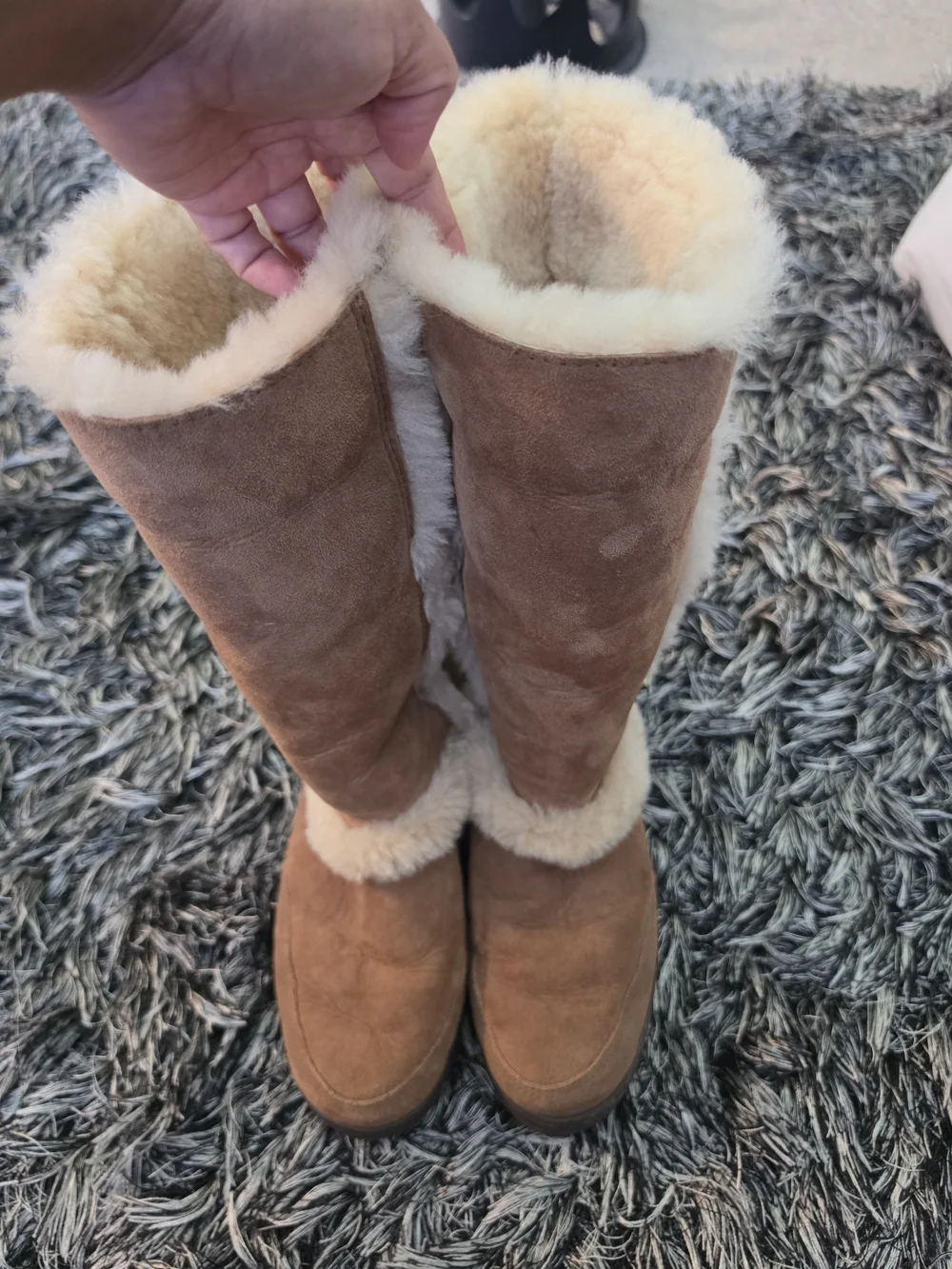UGG Chestnut Suede Shearling Mid-Calf Boots